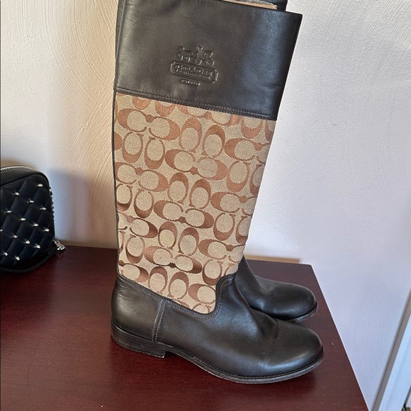 Coach Brown and Black Patterned Knee-High Boots size 7.5 - Picture 3 of 6